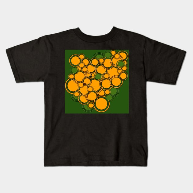 green and gold abstract pattern Kids T-Shirt by pauloneill-art
